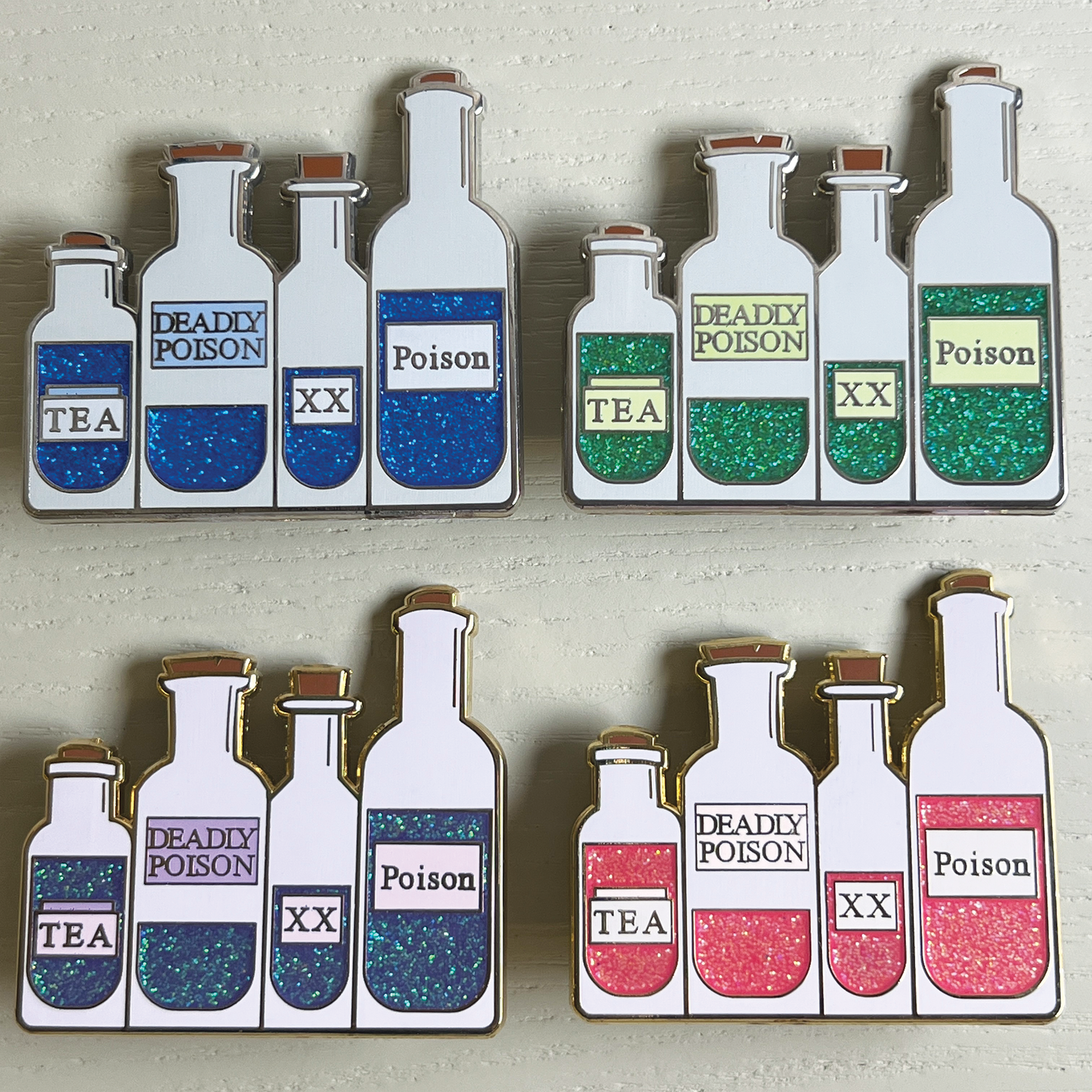 Bottles with Glitter Enamel Pin